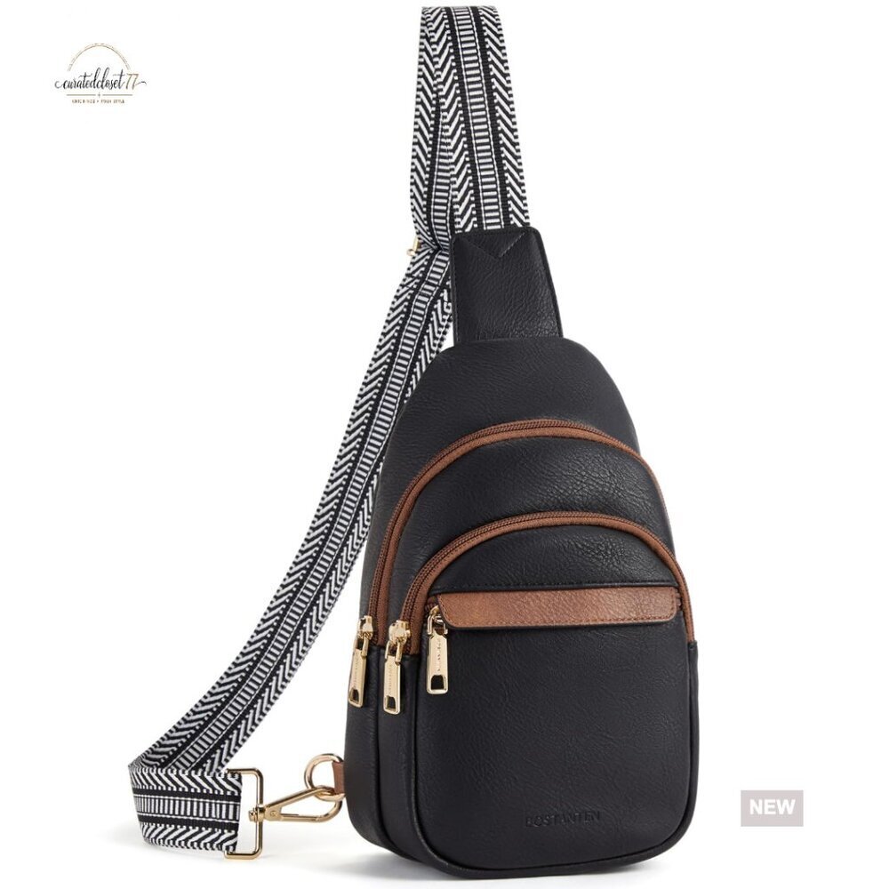 Small Leather Crossbody Sling Bag with RFID Blocking for Travel